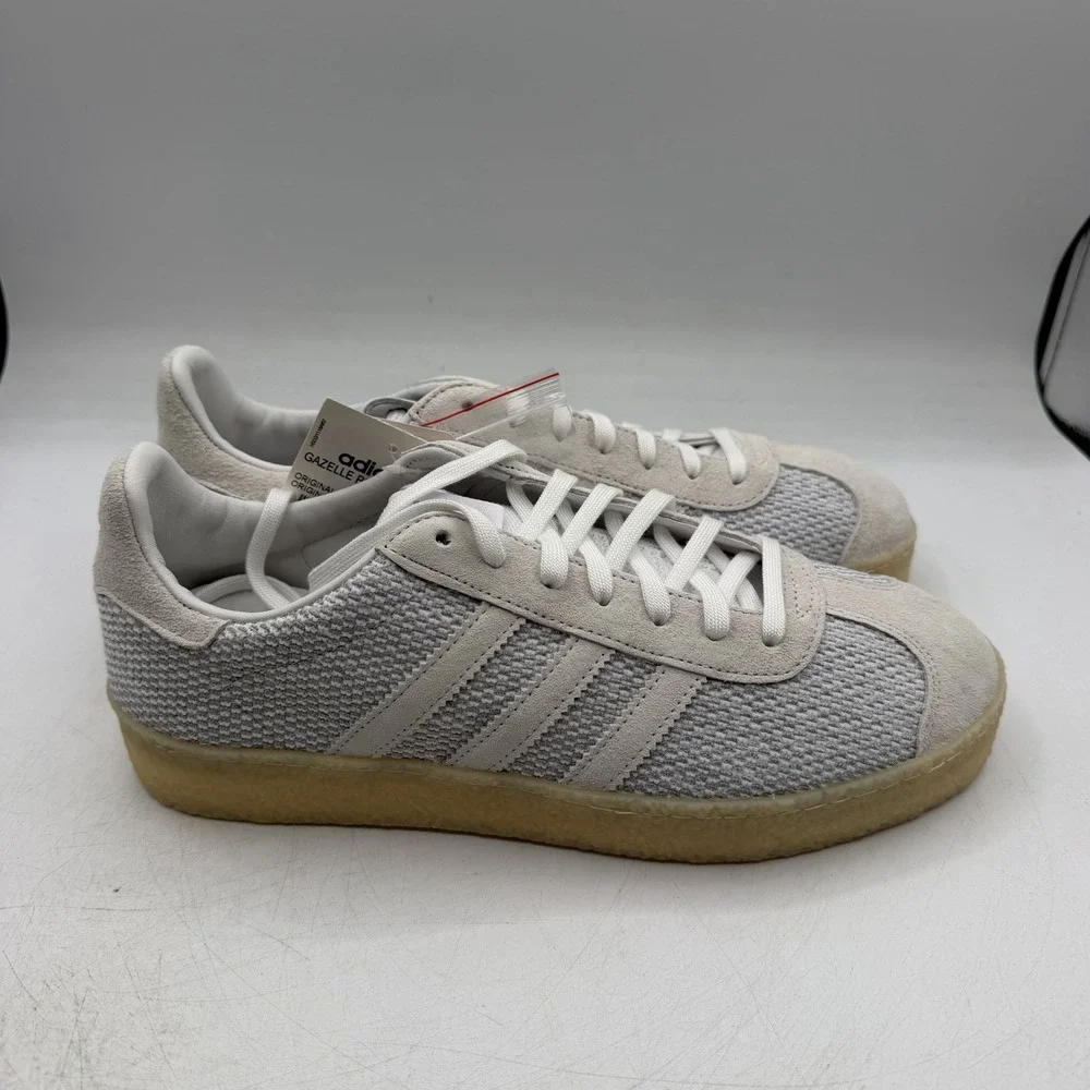 Adidas Gazelle Juice Primeknit Shoes Mens 8.5 White Suede Hemp Sneakers DB1628